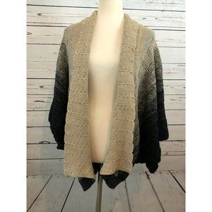Chicos‎ Chunky Knit Sweater Lagenlook Medium Large Grandpa Open Front HOLE